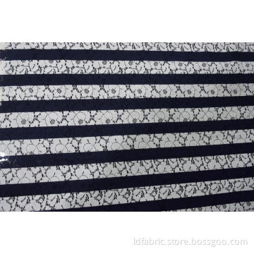 Nylon Cotton Stripe Printed Lace Fabric